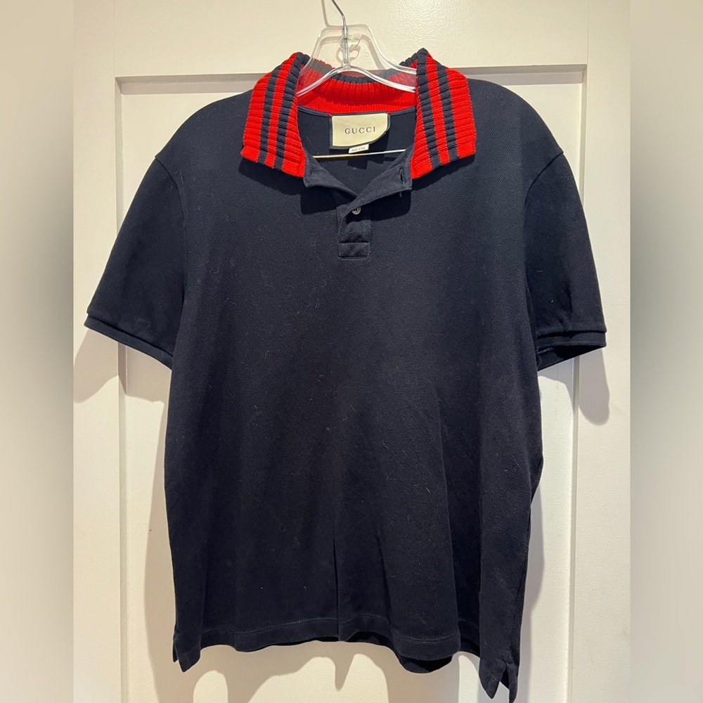 Gucci Red and Navy Polo Shirt